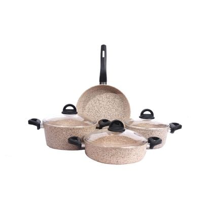 Falez 7-Pc Premium Granite Cookware Set - Beige