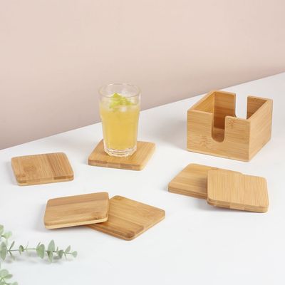 Loretta 6-Piece Bamboo Coaster Set with Holder 
 Bamboo 10 X10 X1.2cm 