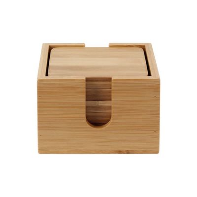 Loretta 6-Piece Bamboo Coaster Set with Holder 
 Bamboo 10 X10 X1.2cm 