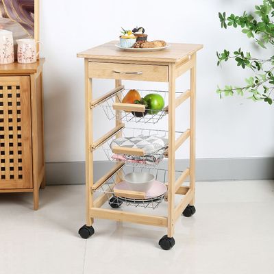 Loretta 3 Tier Tolley with bamboo top 37 x 37 x 71 Hcm