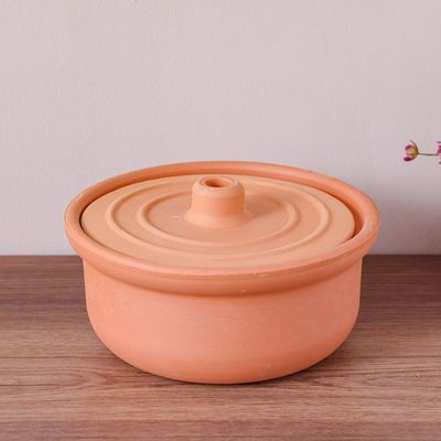 Terracotta Oven Non-Glazed Casserole with Lid - Brown - 20x9 cm