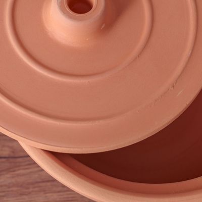 Terracotta Oven Non-Glazed Casserole with Lid - Brown - 24x12 cm