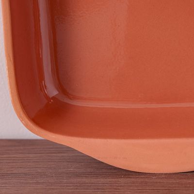 Terracotta Square Inner-Glazed Oven Tray - Brown - 30x30x7.5 cm