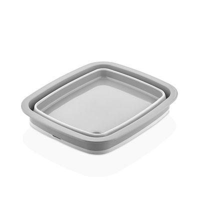 Qlux Collapsible Tub With Stopper Grey 37X31.5X5.4Cm