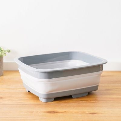 Qlux Collapsible Tub With Stopper Grey 37X31.5X5.4Cm