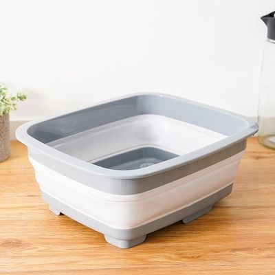 Qlux Collapsible Tub With Stopper Grey 37X31.5X5.4Cm