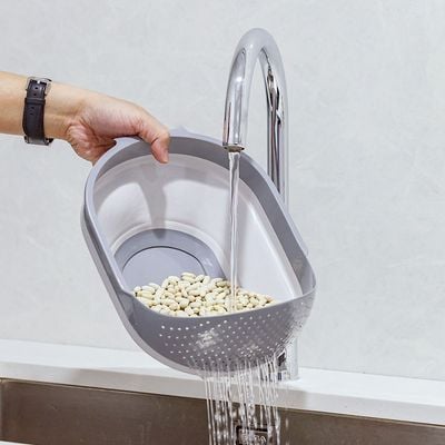 Qlux Collapsible Rice Strainer - Grey Grey 27.5X23X10Cm