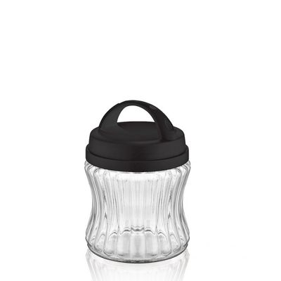 Qlux Royal Stripe Jar 1000Ml Black 11.5X11.5X17.5Cm