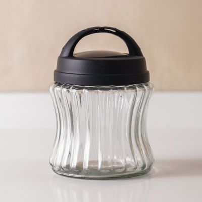 Qlux Royal Stripe Jar - Black - 1000 Ml - 11.5x11.5x17.5 cm