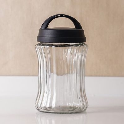 Qlux Royal Stripe Jar - Black - 1500 Ml - 11.5x11.5x21.5 cm