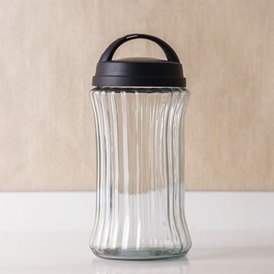 Qlux Royal Stripe Jar 2000Ml Black 11.5X11.5X26.2Cm