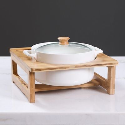 Eternity Round Casserole Food Warmer With Wooden Stand 30.5 cm - 5600D-12I-G