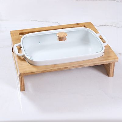 Eternity Rect Casserole Food Warmer With Wooden Stand 43 cm - 5560D-17I-G