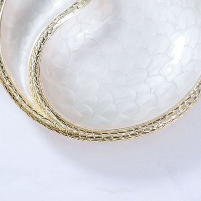 White Pearl Round Dish Bowl W/ Partition 33 Cms - AL 5906