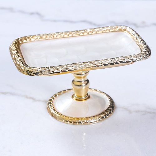 White Pearl Rectangle Tray With Base 20 Cms - AL 5912