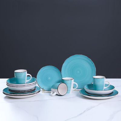 Peacock Green 16-Pc Stoneware Dinner Set