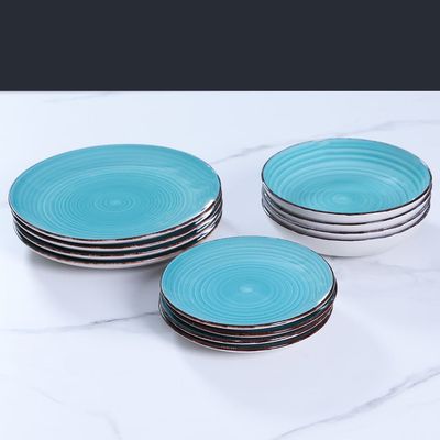 Peacock Green 16-Pc Stoneware Dinner Set