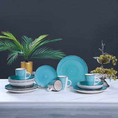 Peacock Green 16-Pc Stoneware Dinner Set