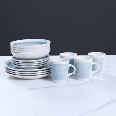 Smoky Grey 16-Pc Stoneware Dinner Set