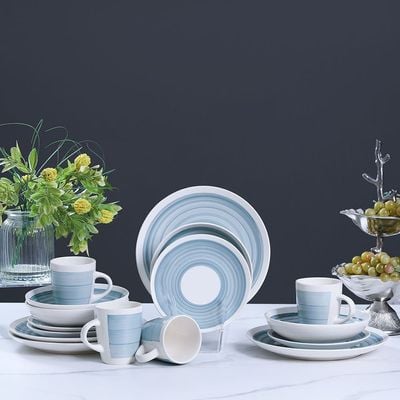 Smoky Grey 16-Pc Stoneware Dinner Set