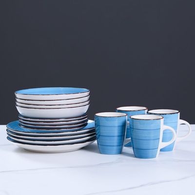 Ocean Blue 16-Pc Stoneware Dinner Set 