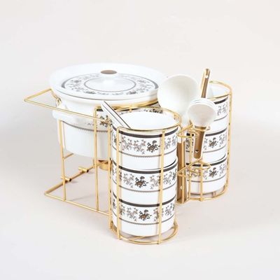 Orchid 16Pcs Rfl Soup Set W/Gold Stand