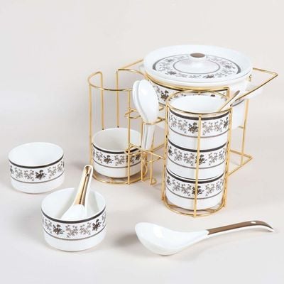 Orchid 16Pcs Rfl Soup Set W/Gold Stand