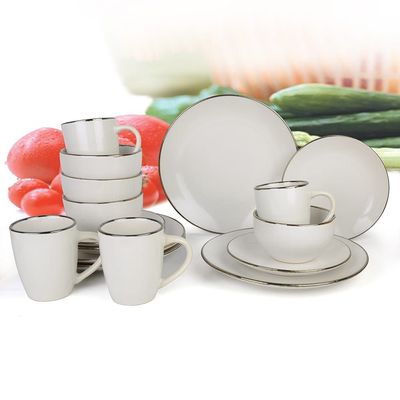 Apollo 16-Piece Color Glazed Stoneware Dinner Set -Ivory Serve 4