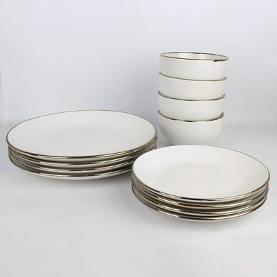 Apollo 16-Piece Color Glazed Stoneware Dinner Set -Ivory Serve 4