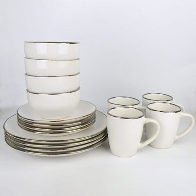 Apollo 16-Piece Color Glazed Stoneware Dinner Set -Ivory Serve 4