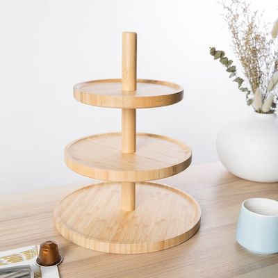 Aaron Bamboo 3 Tier Cake Tray Natural