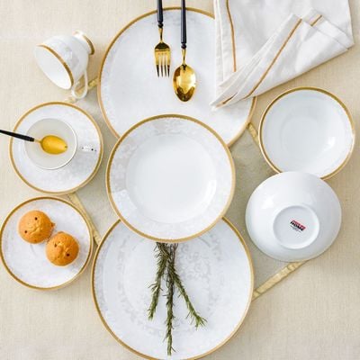 Jenna 20-Pc Fine Bone China Dinner Set - White/Gold - Serves 4