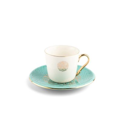 Otantik Zuwar Set Of 6 Tea Cup And 6 Saucer 200Cc Blue