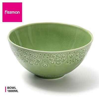 Fissman Bowl 21.6X10.2 Cm/1800 Ml -Green Crackle