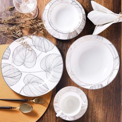 Larson 32-Pc New Bone China Dinner Set -Serves 6