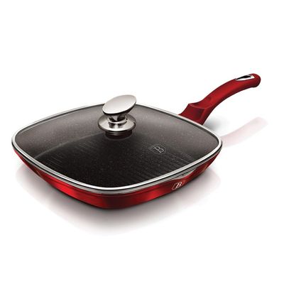 Berlingerhaus Grill Pan With Lid, 28 Cm, Metallic Line Burgundy Edition