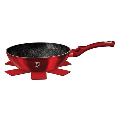 Berlingerhaus Wok, 28 Cm, Metallic Line Burgundy Edition Free Protector