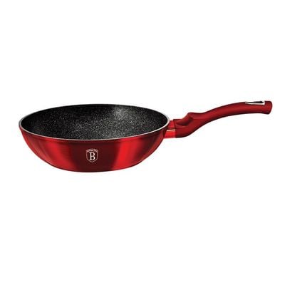 Berlingerhaus Wok, 28 Cm, Metallic Line Burgundy Edition Free Protector