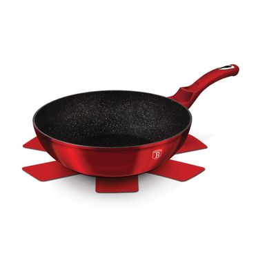 Berlingerhaus Wok, 28 Cm, Metallic Line Burgundy Edition Free Protector