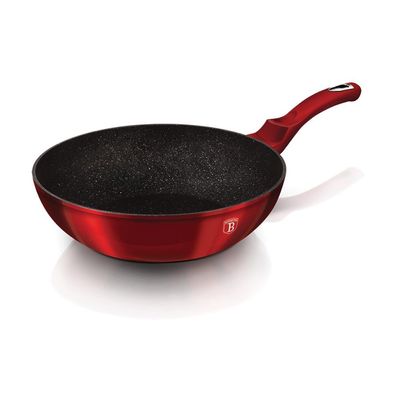 Berlingerhaus Wok, 28 Cm, Metallic Line Burgundy Edition Free Protector