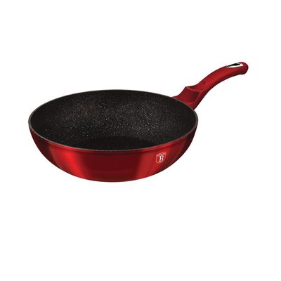 Berlingerhaus Wok, 28 Cm, Metallic Line Burgundy Edition Free Protector