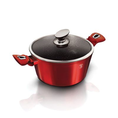 Berlingerhaus Casserole With Lid, 24 Cm, Metallic Line Burgundy Edition