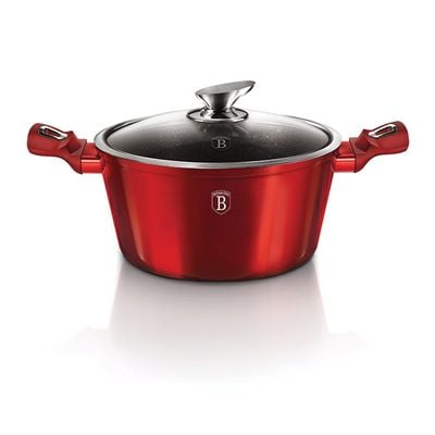 Berlingerhaus Casserole With Lid, 24 Cm, Metallic Line Burgundy Edition