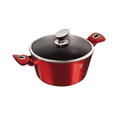 Berlingerhaus Casserole With Lid, 24 Cm, Metallic Line Burgundy Edition