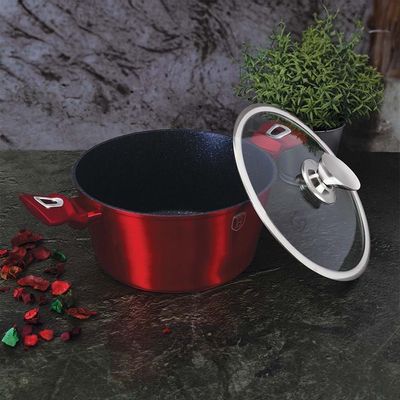 Berlingerhaus Casserole With Lid, 24 Cm, Metallic Line Burgundy Edition