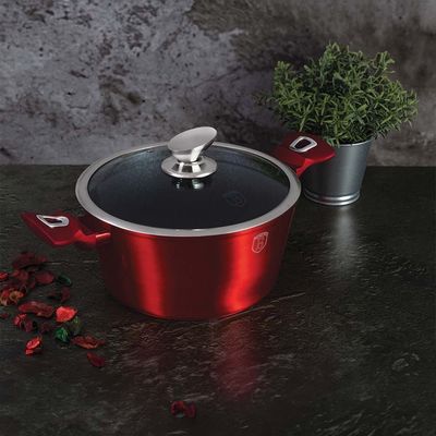 Berlingerhaus Casserole With Lid, 24 Cm, Metallic Line Burgundy Edition