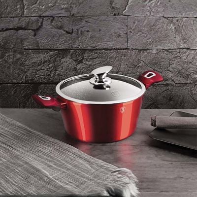 Berlingerhaus Casserole With Lid, 24 Cm, Metallic Line Burgundy Edition