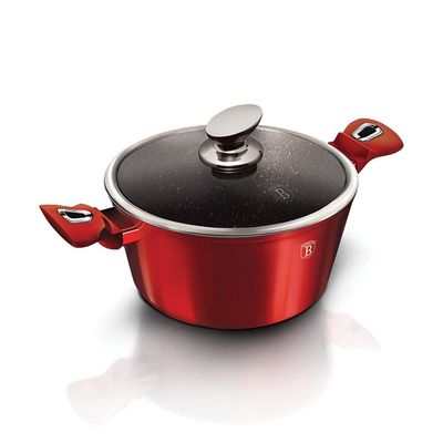 Berlingerhaus Casserole With Lid, 28 Cm, Metallic Line Burgundy Edition