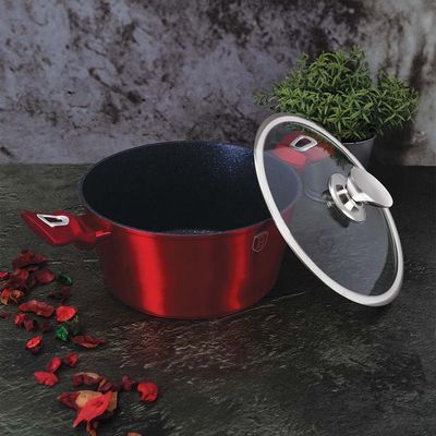 Berlingerhaus Casserole With Lid, 28 Cm, Metallic Line Burgundy Edition