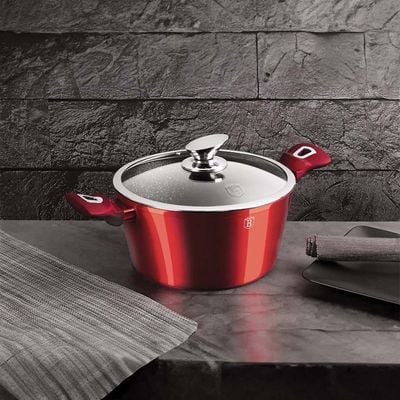 Berlingerhaus Casserole With Lid, 28 Cm, Metallic Line Burgundy Edition